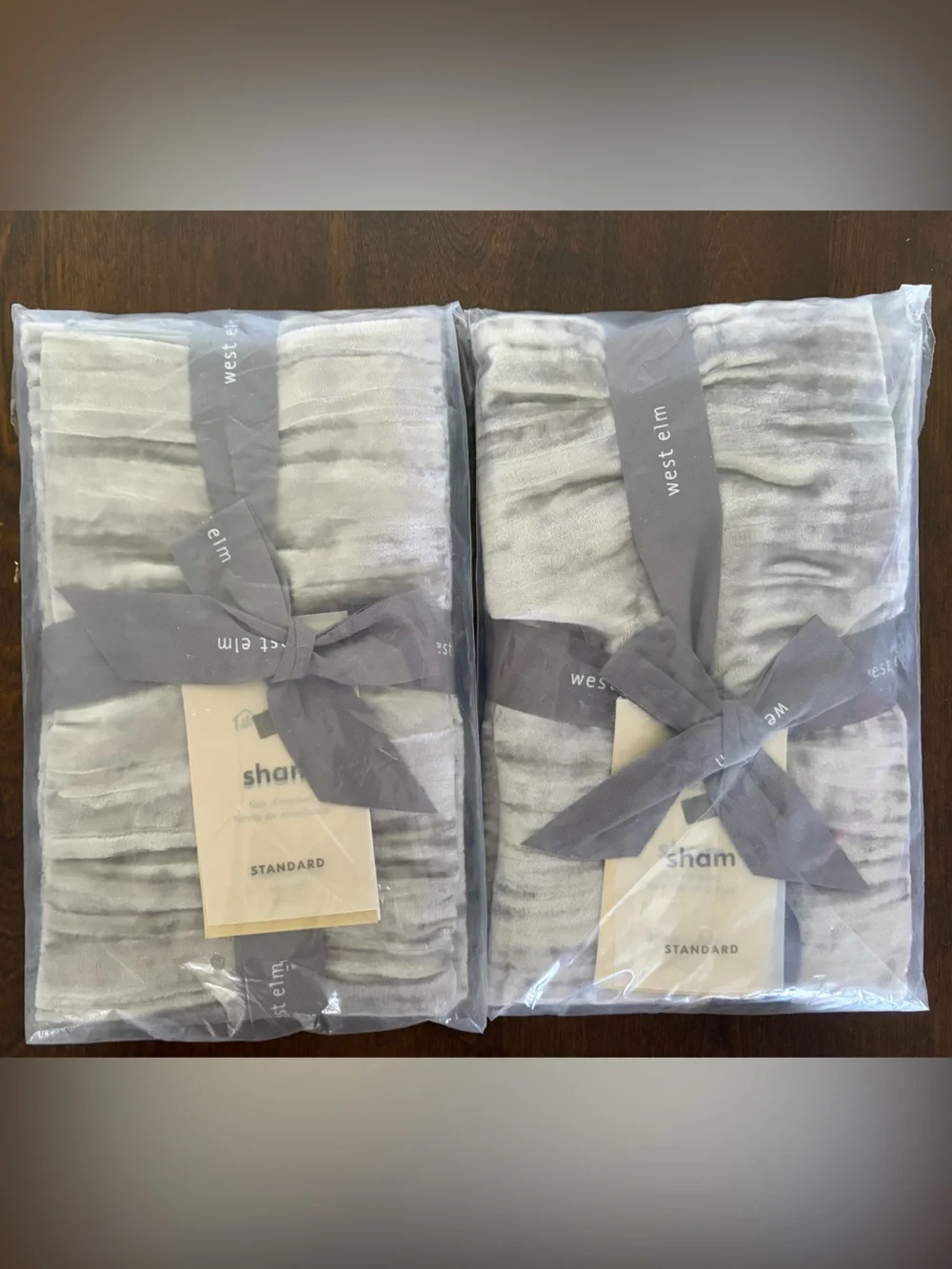 West Elm Silver Gray Ruffled Standard Shams - Pair
